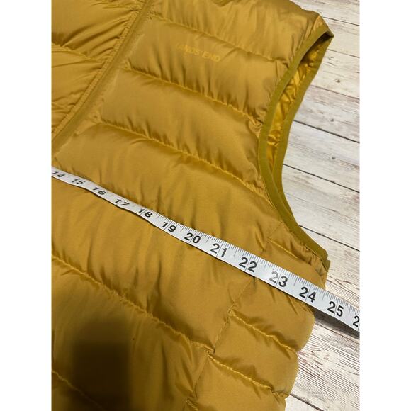 Lands' End Down Full Zip Puffer Vest Men's Large Tall LT Mustard Yellow Warm - Picture 6 of 7